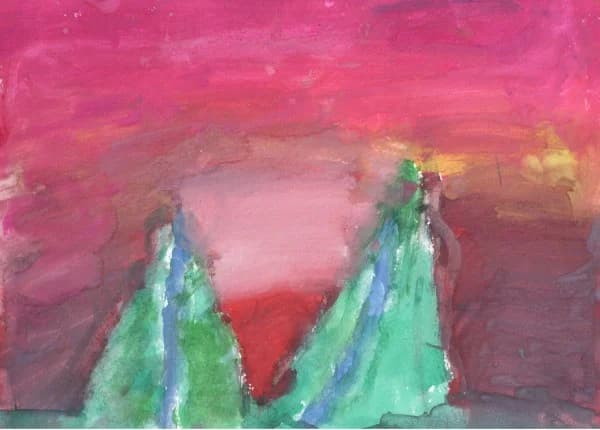 "Закат за горами". Денисова Марина, 7 лет